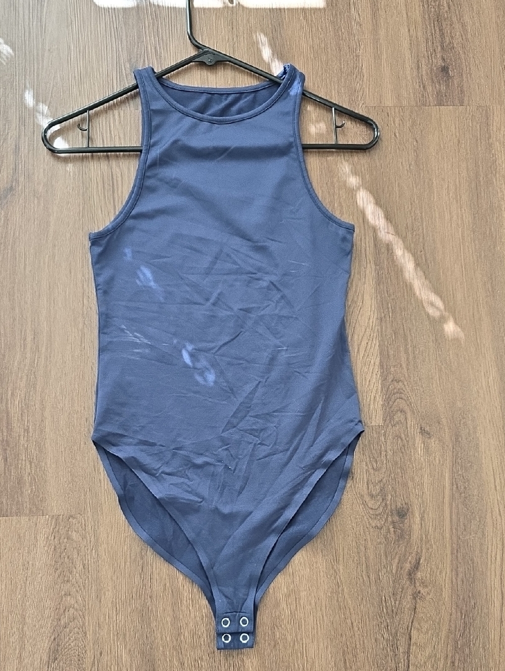 girlfriend collective kids navy high-neck bodysuit with snaps